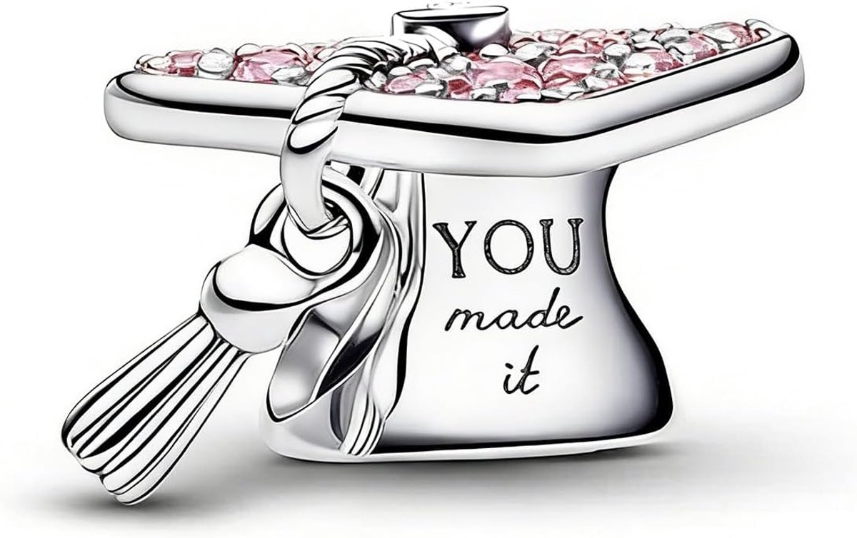 2026 Roze Afstuderen Cap Stars Charms Hanger Compatibel voor Armband Afstuderen Hart Charm Dames