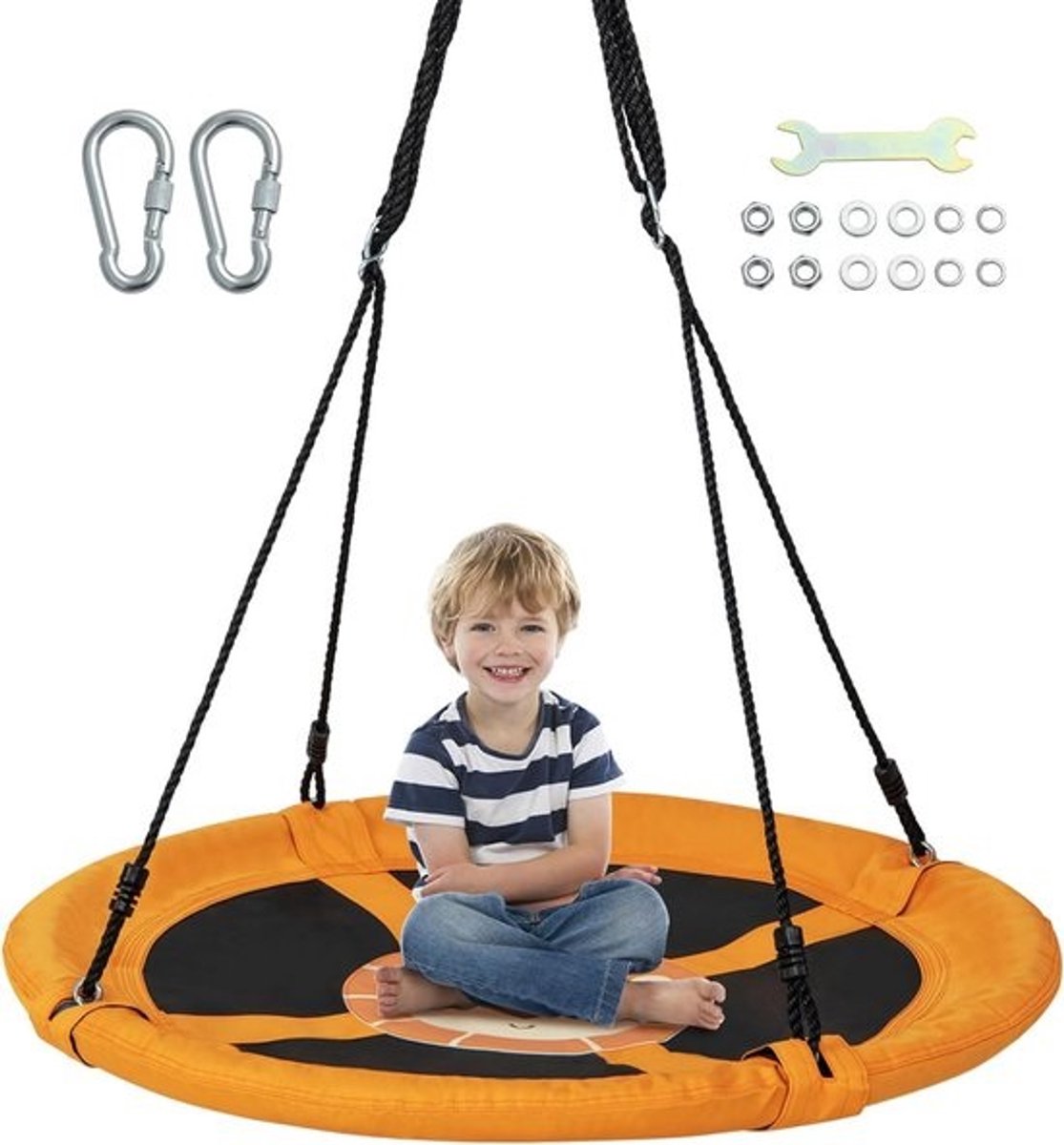 Ronde Nestschommel 100cm - In Hoogte Verstelbaar - XL Kinderschommel voor Binnen & Buiten - Max. 100 kg