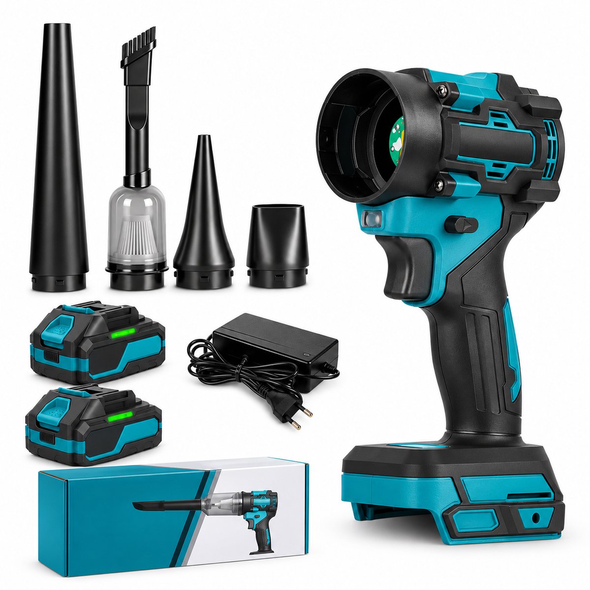 Zerova 2 in 1 Elektrische Blazer - Blazer - Blower - Bladblazer en Zuiger - Turbofan Luchtblazer - 80000RPM - 21V - Blauw