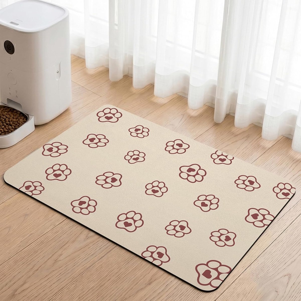 Voerbakmat Voor Huisdieren Absorberende, Antislip Hondenbak Mat Kattenvoer Mat, Sneldrogend Huisdieren Voermat voor honden en katten (Beige, 60x90cm)