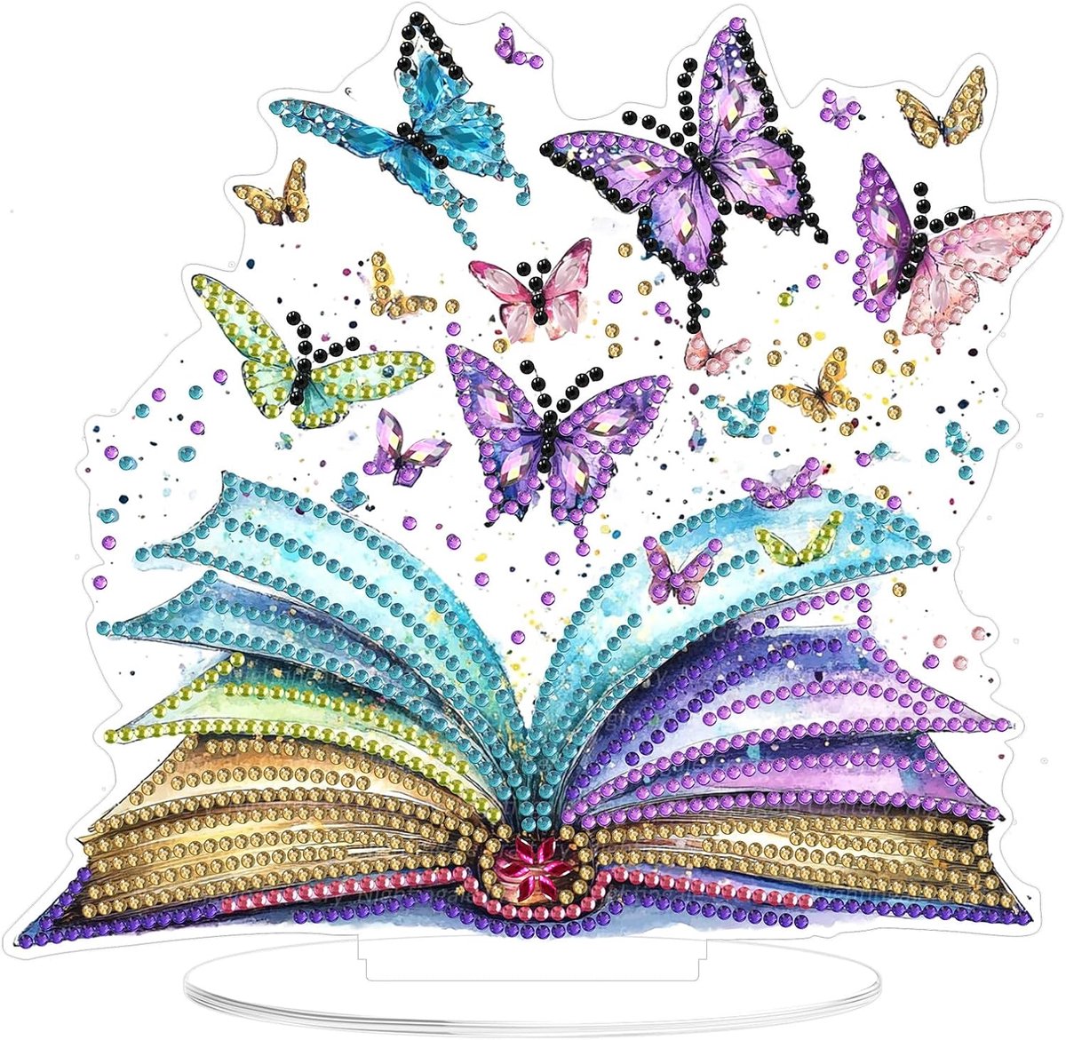Boek Diamond Art Desktop Ornament Dubbelzijdig, Stand Up Vlinder Diamant Schilderen Ornamenten voor Volwassenen Kinderen, Speciale Gevormde Diamant Schilderij Edelsteen Craft Bureau Top Kits