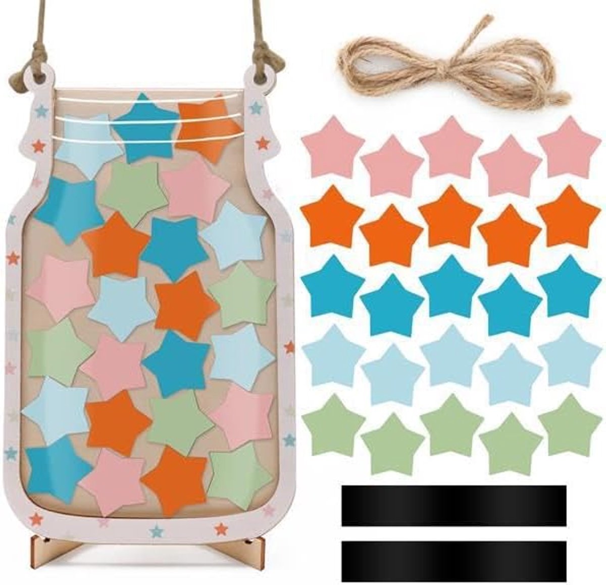 Sterren Beloningspot met 25 Ster Tokens – Gedrag Beloningssysteem met Acryl Motivatie Pot voor Thuis, Klaslokaal, Studieplanning en Dagelijkse Gewoonten