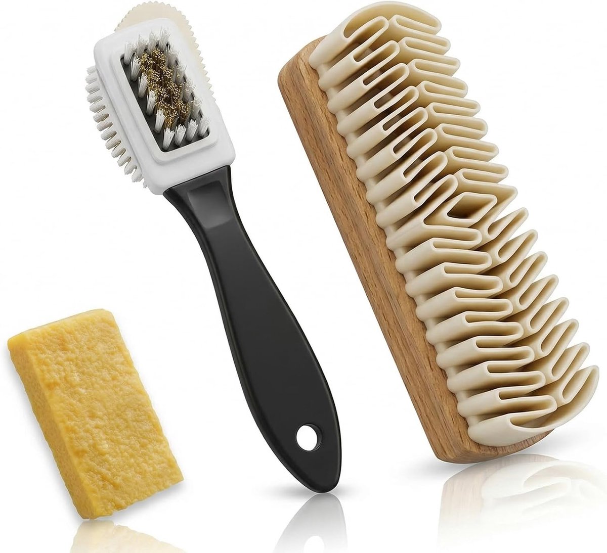 suède borstel voor schoenen, twee borstels, met gum verzorging, gematteerde schoenborstelset, crêpekwast ruw leer, geschikt voor nubuck en fluweel leer