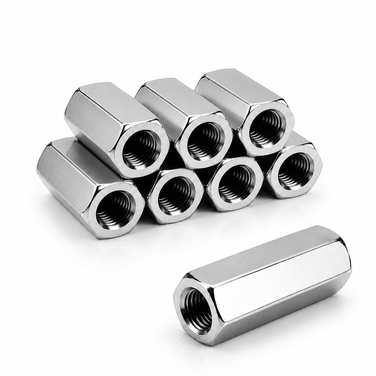 M10 x 40 mm, 8 stuks, 304 roestvrij staal, verbindingsmoeren, schroefdraadhulzen, zeskantige schroefdraadmof, hulsmoer, afstandsmoeren, verlengmoer voor schroeven, meubels