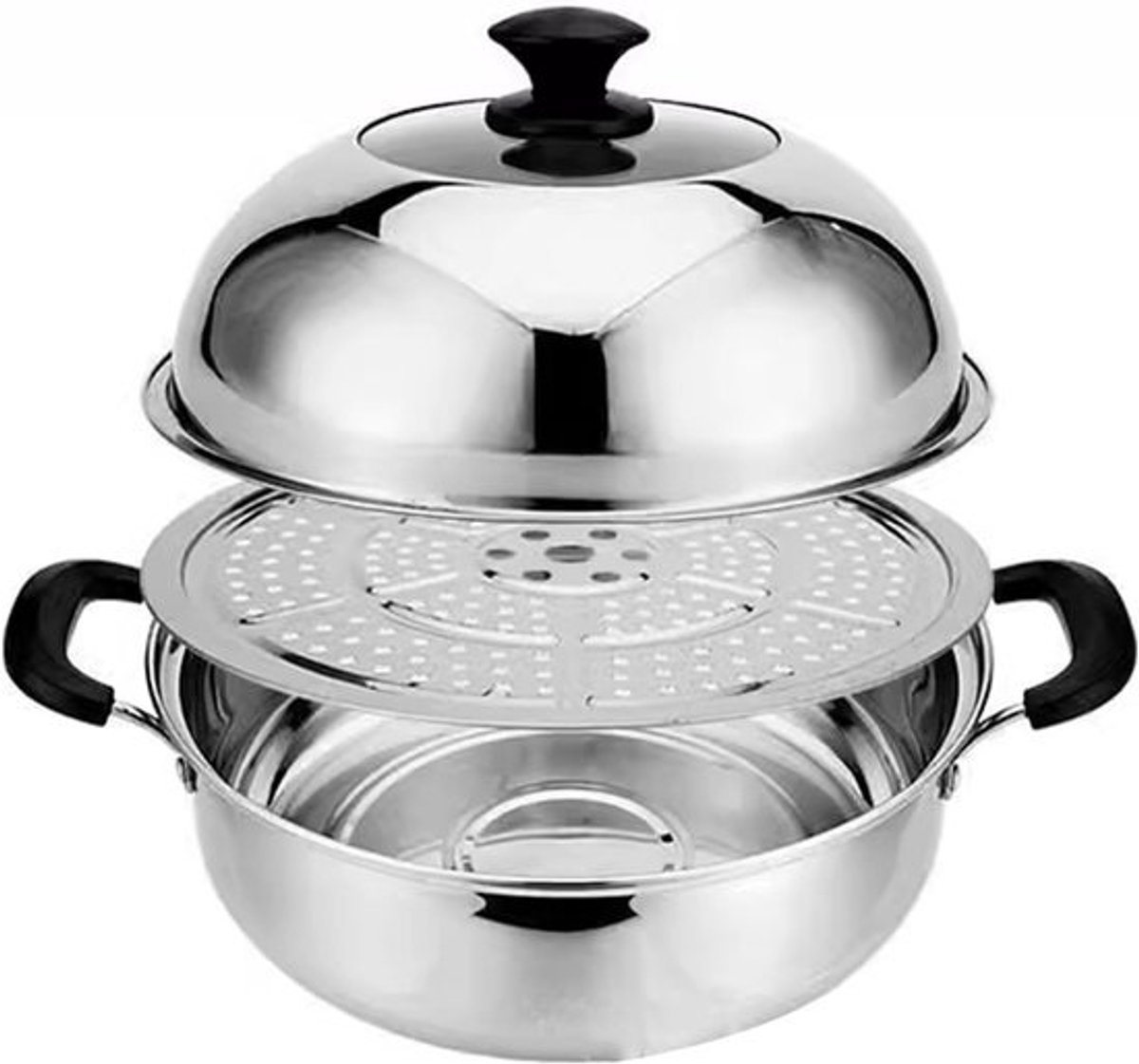Stoompan - Kookpot - Gezond Koken - Grote Capaciteit - Zilver