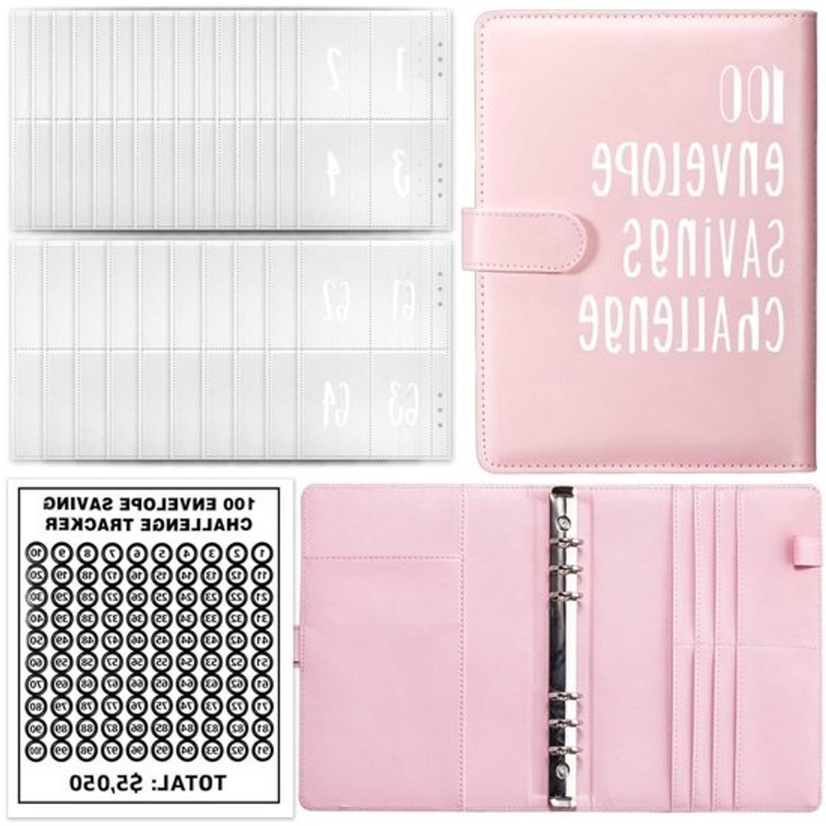 Koppel Uitdaging Boek - Spaarboek Handboek - Relatie Versterken - Magnetische Gesp - A5 Formaat - Roze