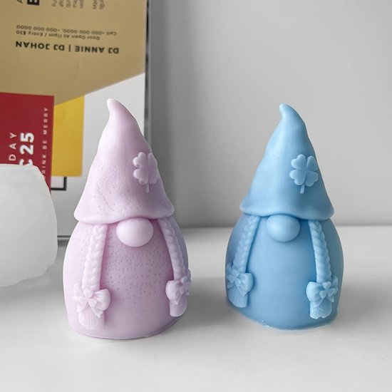 2 stuks siliconen vormen voor kerstman, gietvormen, 3D-kaarsen, Kerstmis, siliconen vorm, kerstman, siliconen kaarsvorm, kabouter, siliconen vormen voor doe-het-zelf zeep, was, kaarsen, — afbeelding 3