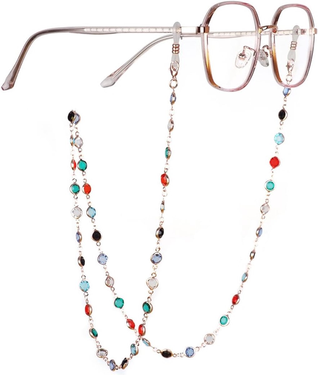 kleurrijke brillenketting zonnebril brilband kristal brilhouder parelverklaring lezen Boheemse zonnebrilketting voor vrouwen
