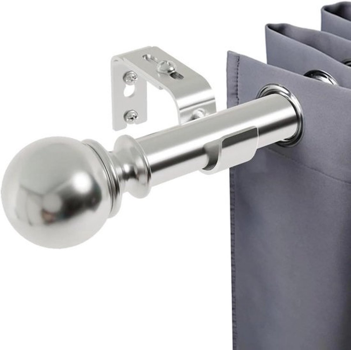 Gordijnroede Set - Gordijnstang Raamdecoratie - Vensters Afwerken - Verstelbare Lengte - 70-237 cm - Zilver