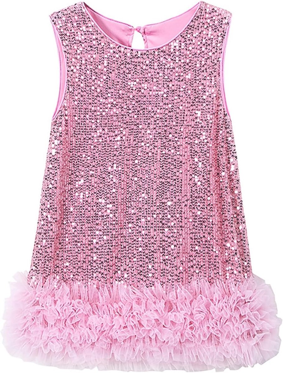 Prinsessenjurk voor meisjes, ceremonie, avond, perzik, organza, ruches, glanzend, bruiloft, feest, gala, kleine meisjes, kinderen, A57