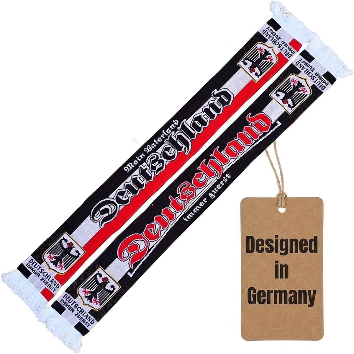 Duitsland sjaal, cult-sjaal, souveniersjaal - altijd eerst- (gebreide sjaal), zwart, rood, geel, wit, 145, zwart, rood, geel, wit