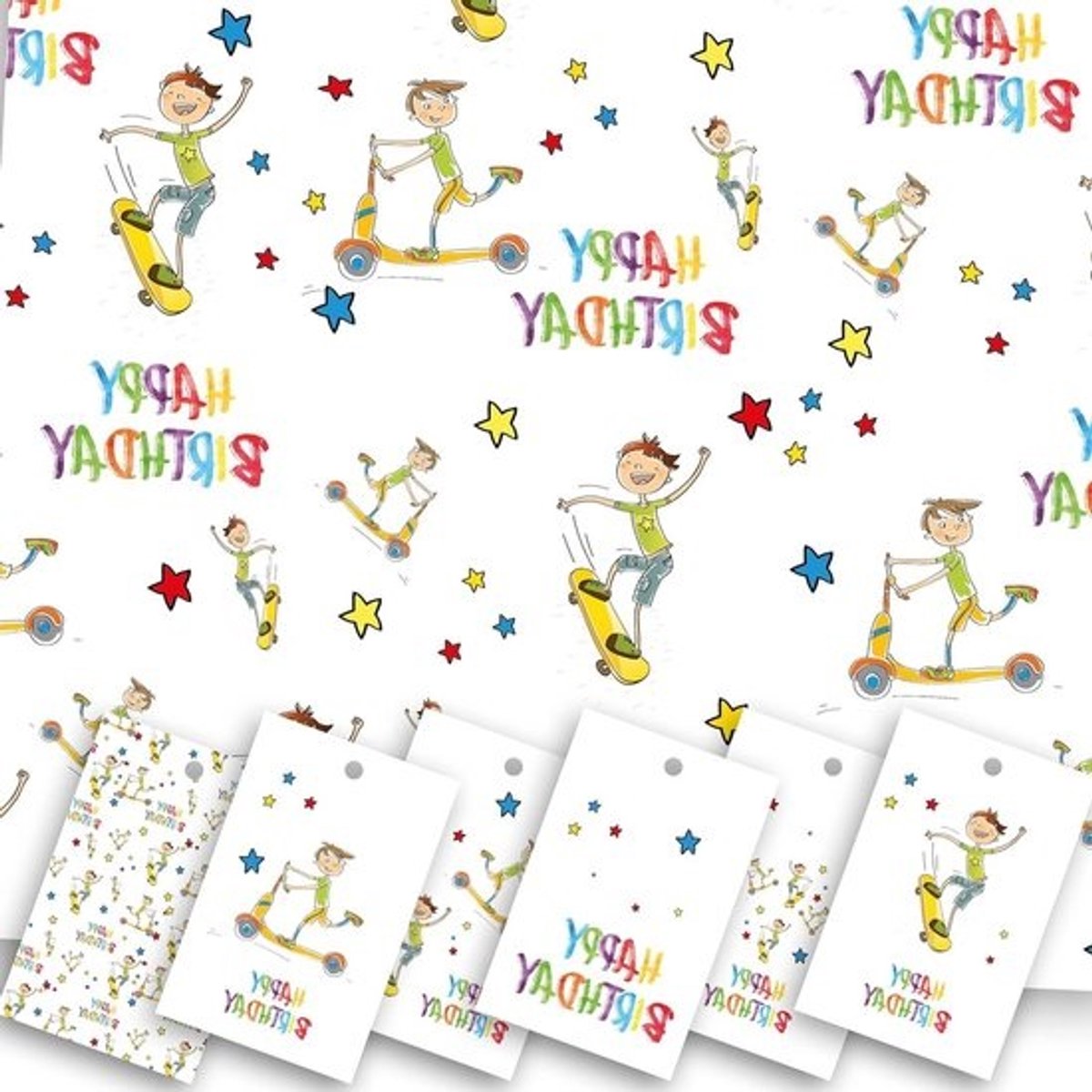 Inpakpapier Vellen - Cadeaupapier Kinderen - Verjaardag Vieren - Met Snijrooster - 5 XL Vellen - Grijs