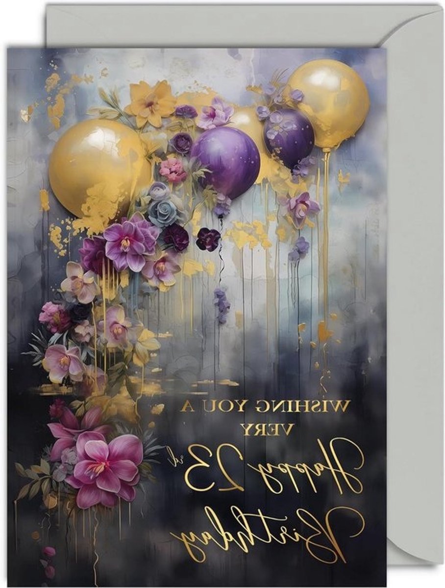 Verjaardagskaart 23 jaar - Wenskaart Goud - Feestelijke Groet - Gouden Accent Design - A5 formaat - Goud