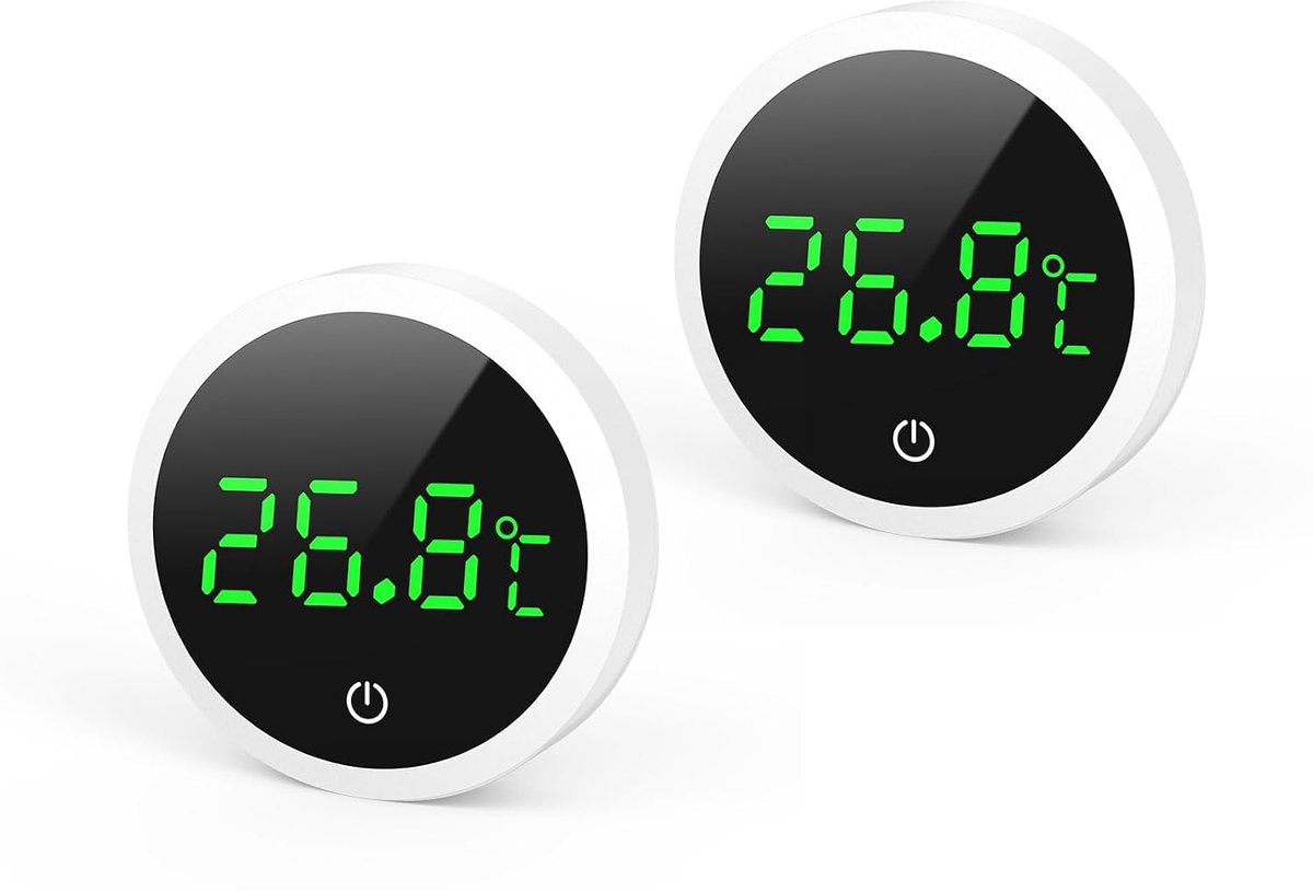 Draadloze aquariumthermometer, digitaal met touchscreen en led-display, zeer nauwkeurige temperatuurmeting voor zoet water en zeewater, wit