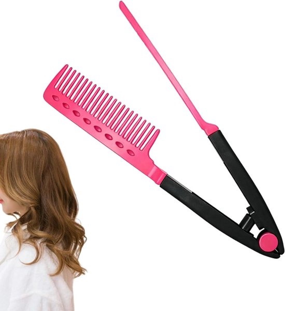 Haarstijltang - Stijlkam V-vorm - Glad haar creëren - V-vorm scheidt strengen - 24.5 cm - Zwart
