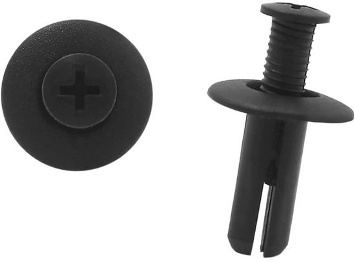 Kunststof Klinknagels - Bevestigingsclips Auto - Bekleding Bevestigen - Waterdicht Duurzaam Materiaal - 8 mm gat 20 mm steel - Zwart