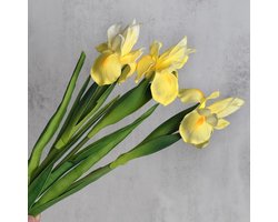 huaao 3 stuks kunstirisbloemen, lange stelen, kunstbloemen, iris, decoratie voor doe-het-zelf bloemstukken, bruiloftsboeket, foto, rekwisieten, decoratie, thuis, feest, tafeldecoratie, geel