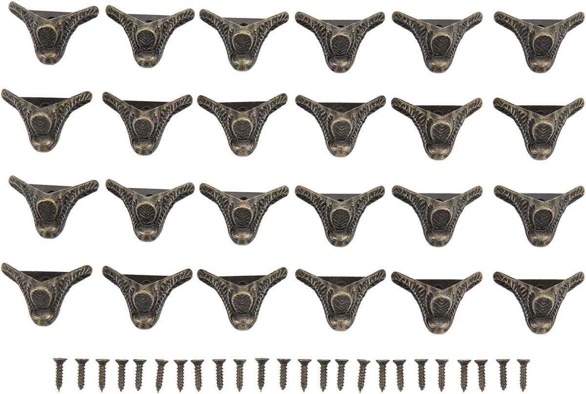 Poten, 24 Sets Zinklegering Decoratieve Benen Hoekbeschermer voor Vintage Houten Kasten Sieraden Dozen, 1.0 X 0.6in