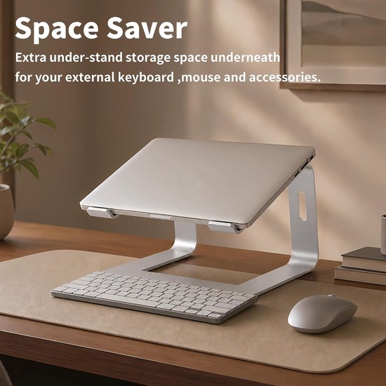 Laptopstandaard aluminium laptop riser compatibel met notebookcomputer(10~15,6 inch), Apple Mac MacBook Air Pro, HP, Dell, Samsung, Acer, afneembare ergonomische notebookstandaard, Zilver — afbeelding 3