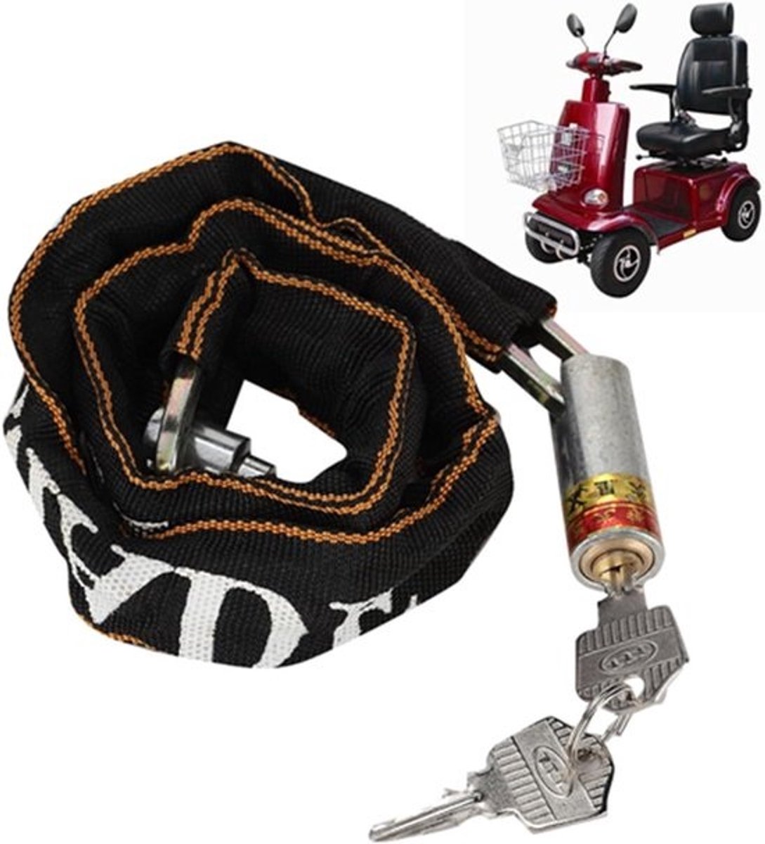 Fietskettingslot - Ketting slot beveiliging - Voertuig beveiligen - Zwaar uitgevoerde constructie - 80 cm - Zwart