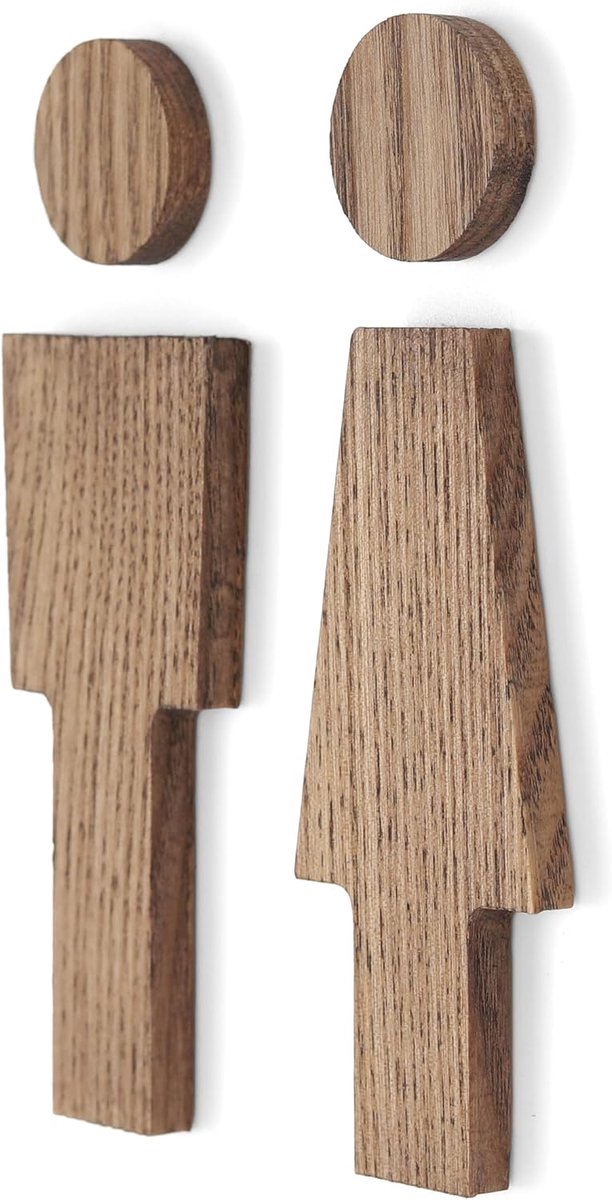 Houten toiletbord - badkamerborden voor mannen en vrouwen, voor toilet, badkamerdeur en muur, toilet, wasruimte, waterkastbord voor thuis en op kantoor (bruin)