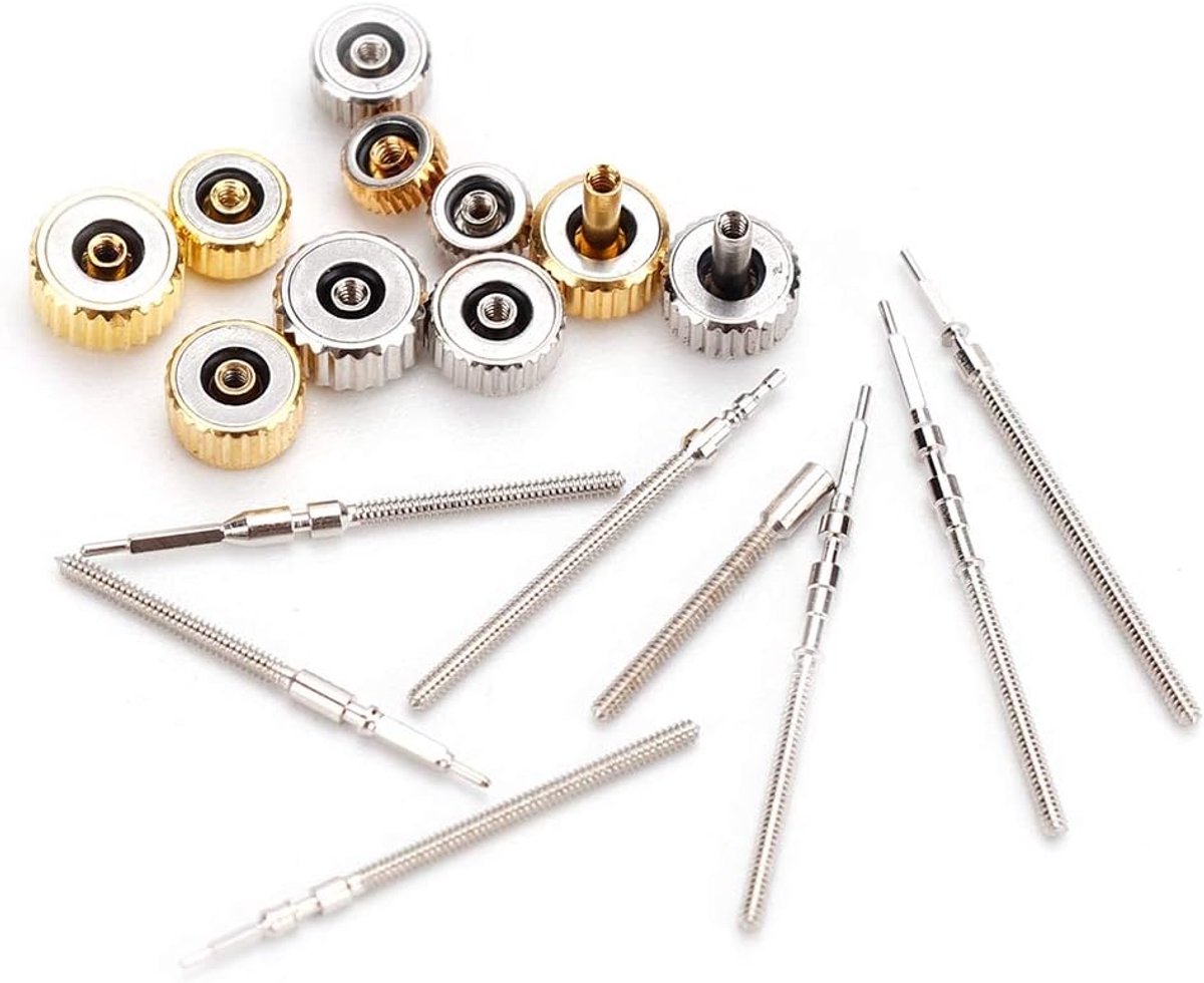 Dailygoods- Kroonveer Vervangingsset - Roestvrij Staal - Horlogereparatiegereedschap - Diverse Maten - Compact en Draagbaar - Lange Levensduur - Horlo