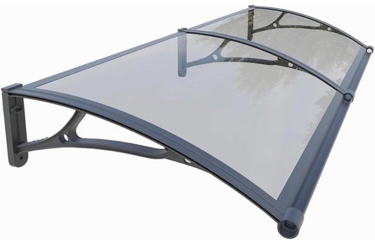 Terrasoverkapping - Luifel Buiten - Bescherming Deuren - Aluminium Polycarbonaat - 80 x 240 cm - Grijs
