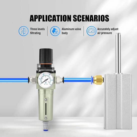3/4" BSP Zwaar uitgevoerde industriële luchtcompressor vochtfilter, Automatische afvoer, Deeltjesfilter en luchtregelaar voor plasmasnijder en verfspuit — afbeelding 5