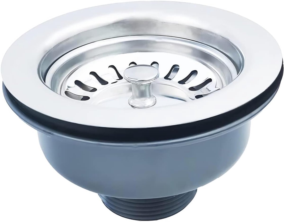 Dailygoods- Afvoergarnituur met mand - Afvoerstop - Korfplug - Afvoerplug gootsteen - Roestvrij staal - Geschikt voor gootsteengat φ 83-90 mm