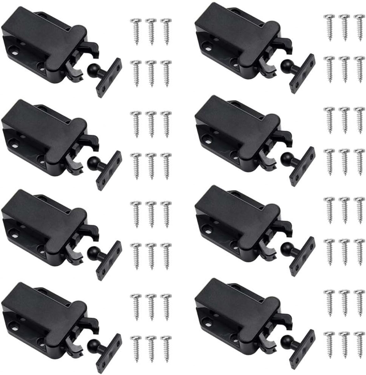 Dailygoods- Aanraakvergrendeling 8 stuks - Kastslot - Push-lock - Kastsloten - Automatische pop-up functie - ABS-kunststof - Zwart - 6,3 x 4,3 x 1,7 c