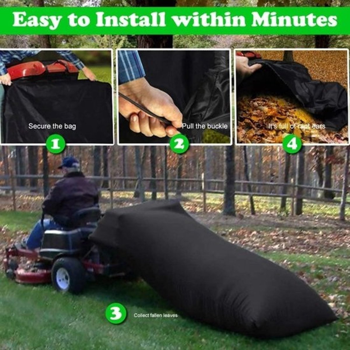 Grasopvangzak Gazontractor - Bladopvangzak Tuinafval - Gazononderhoud - Hoge Capaciteit 54 cu ft - 244 x 142 cm - Zwart