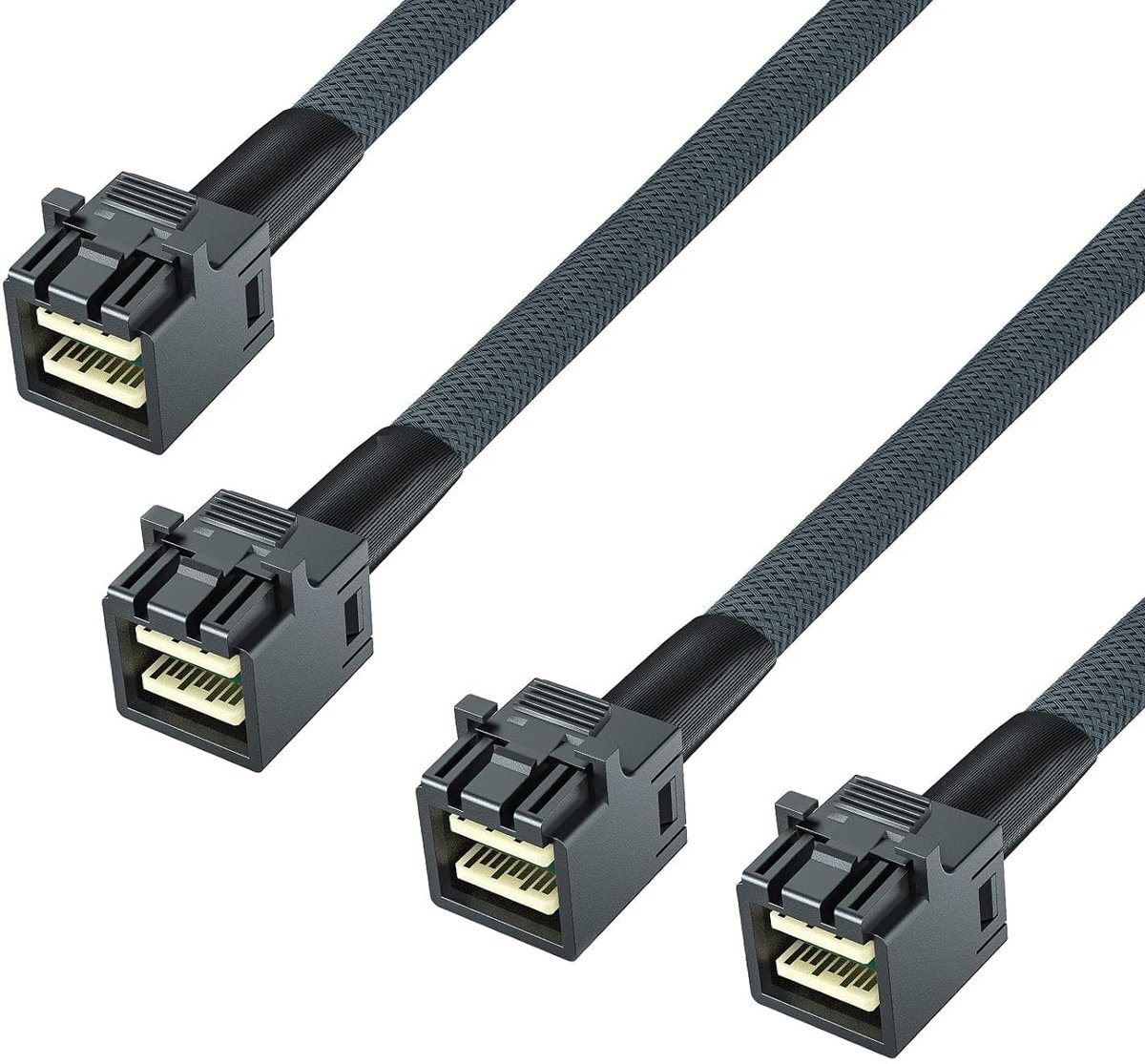 2 stuks 12G Interne Mini SAS SFF-8643 naar SFF-8643 HD Kabel, met Sideband, voor NVMe Backplane/RAID-kaart, Hot-Swap & SATA Compatibiliteit, 100-Ohm, 0,8 meter (2,6ft),