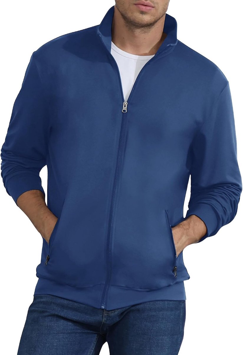 Heren Sweatshirt Volledige Zip Actieve Rekbare Jas Lichtgewicht Lange Mouw Jas