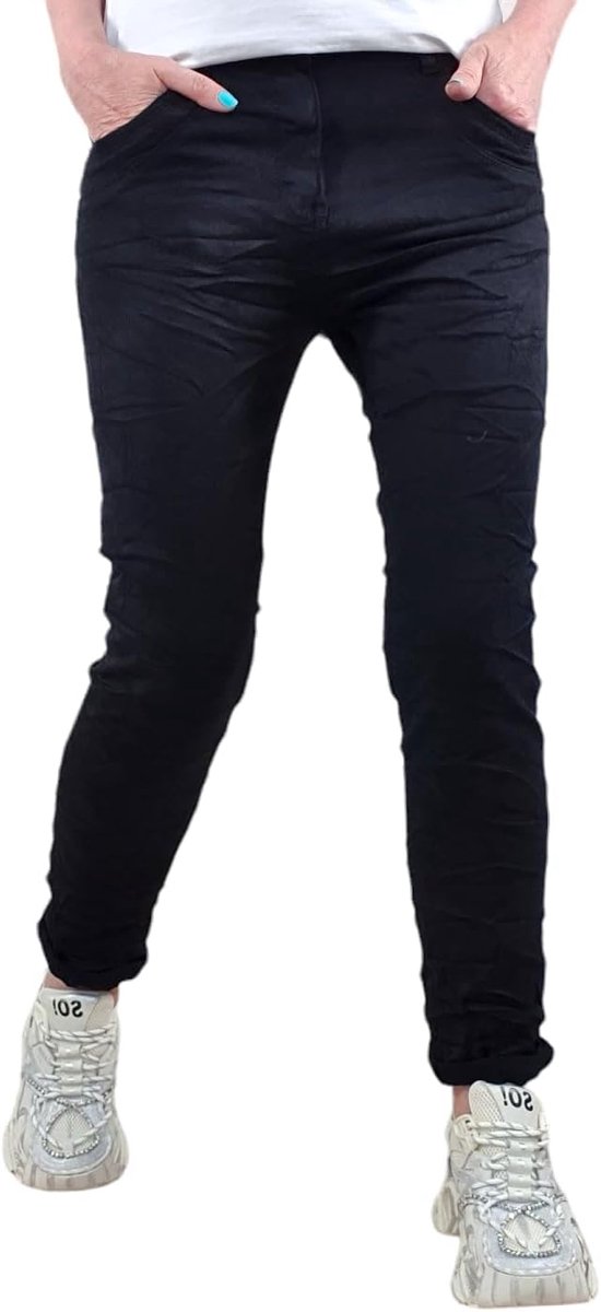 Jeans voor dames, boyfriend-stijl, ritssluiting en knoop, basic broek met 5 zakken