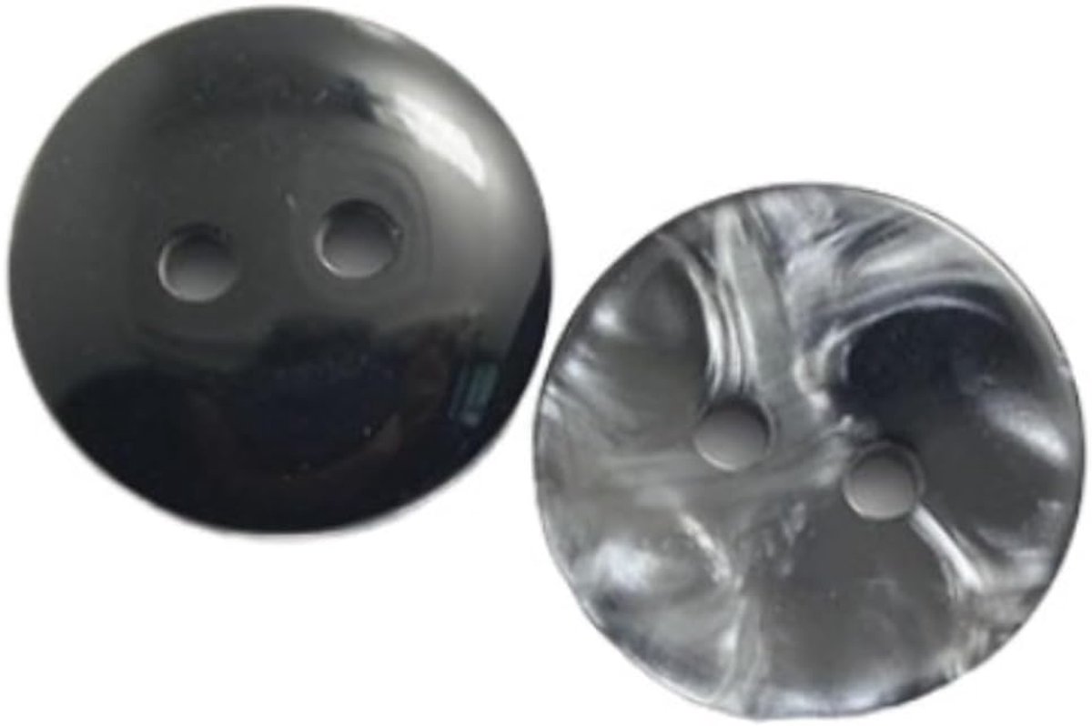 Knopen om te naaien, knutselen, kunstmatige schelpknopen, 2 gaten, buttons voor doe-het-zelf naaien, trui, mantels, vest, pak, overhemd, vest, kostuumnaaien, geschenkdoosdecoratie, zwart