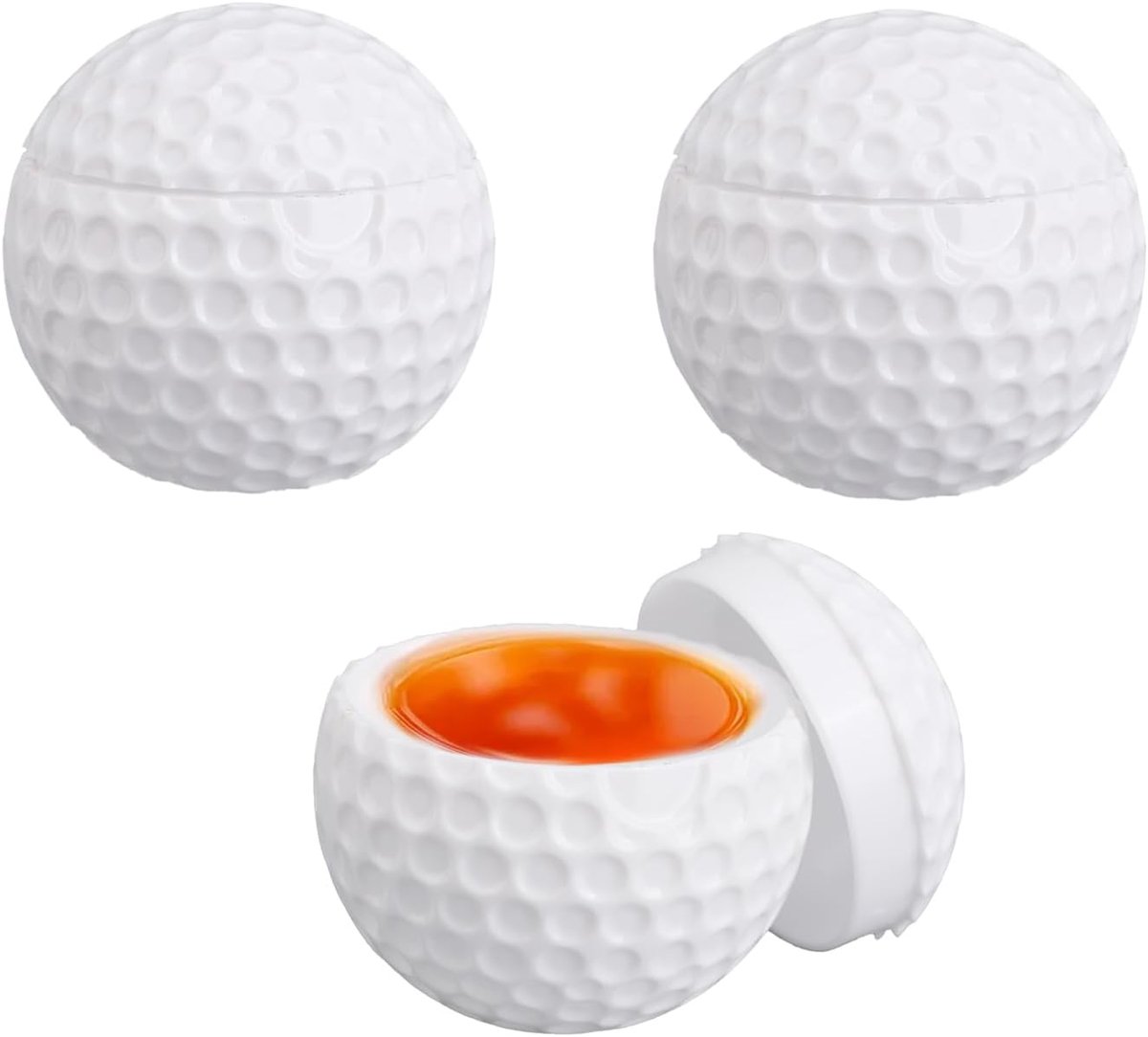 lasuroa 3st 1,7oz Golfbal Shotglaasjes met Deksel, Plastic Shotglaasje in Vorm Van Een Golfbal Kleine Sapwhisky Drinkbekers Feestdecoratie voor Mannen Golfers Verjaardagsfeest Nieuwigheidscadeau (Wit)