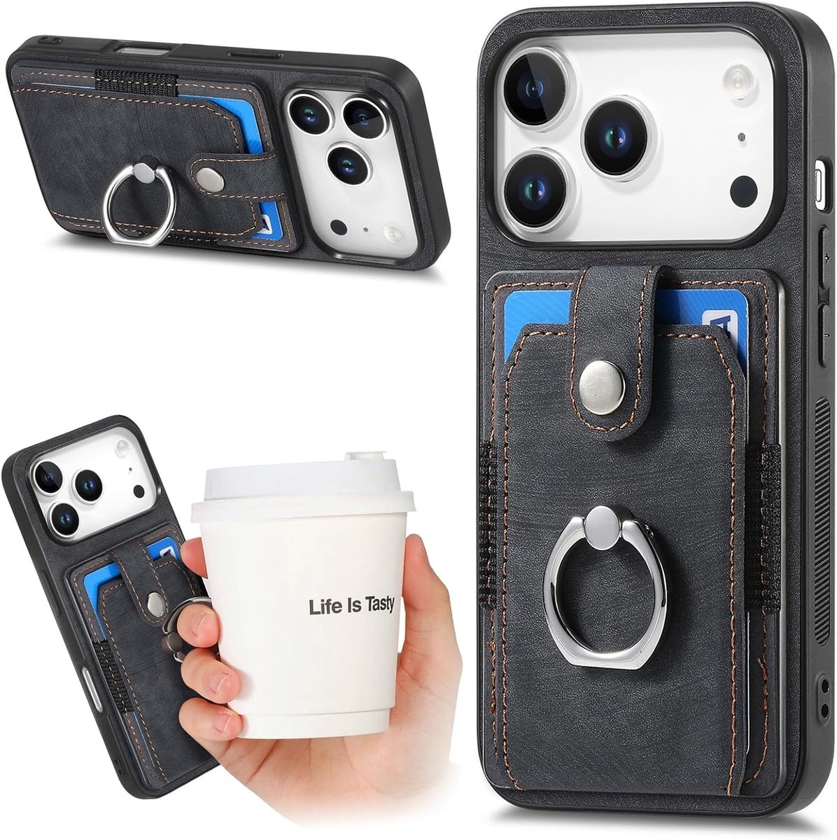 Portefeuille Hoesje voor Apple iphone 17 Pro Max ZCK2 Zwart