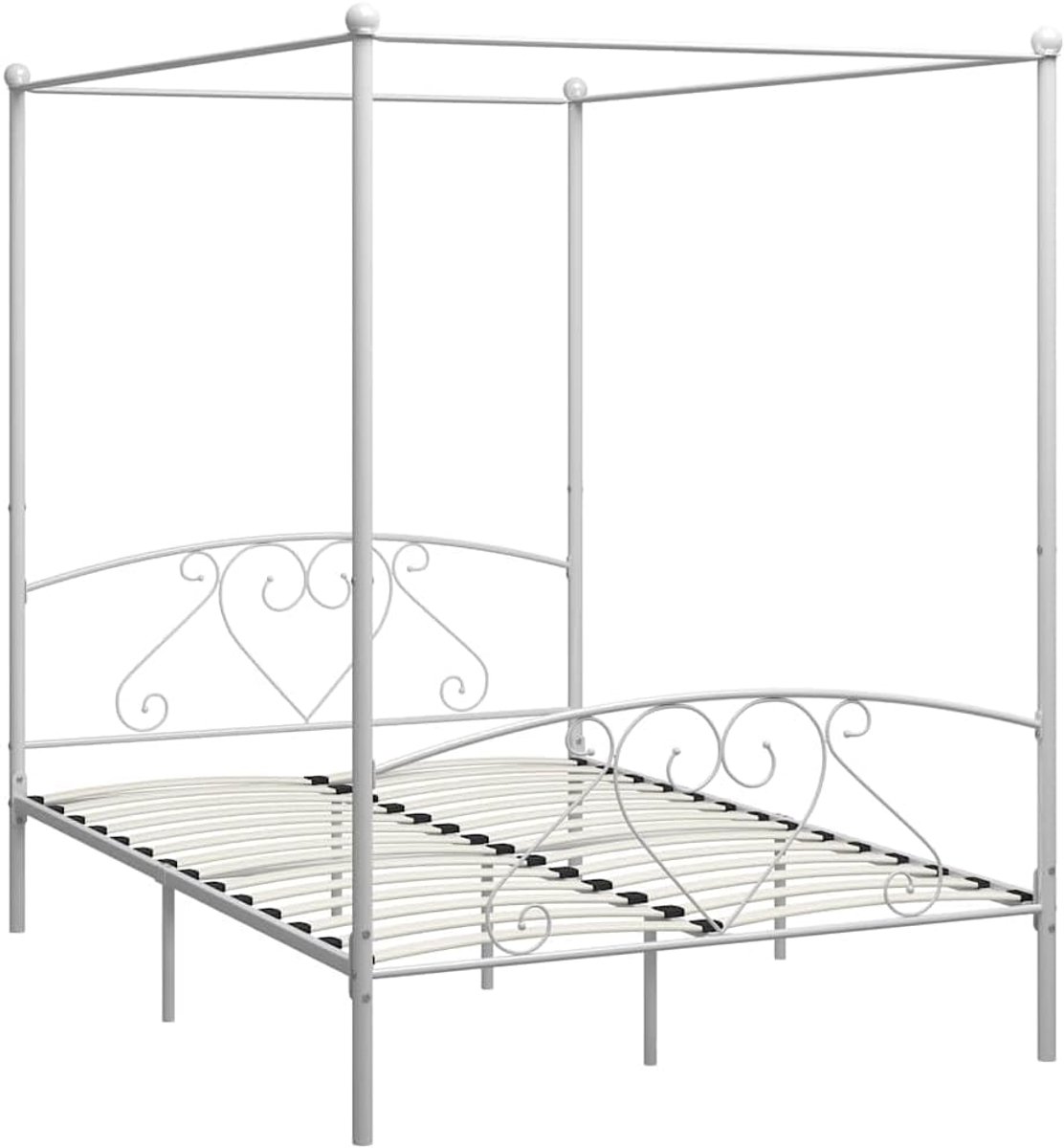 Bedframe Baldakijn, metaal, 160 x 200 cm, wit
