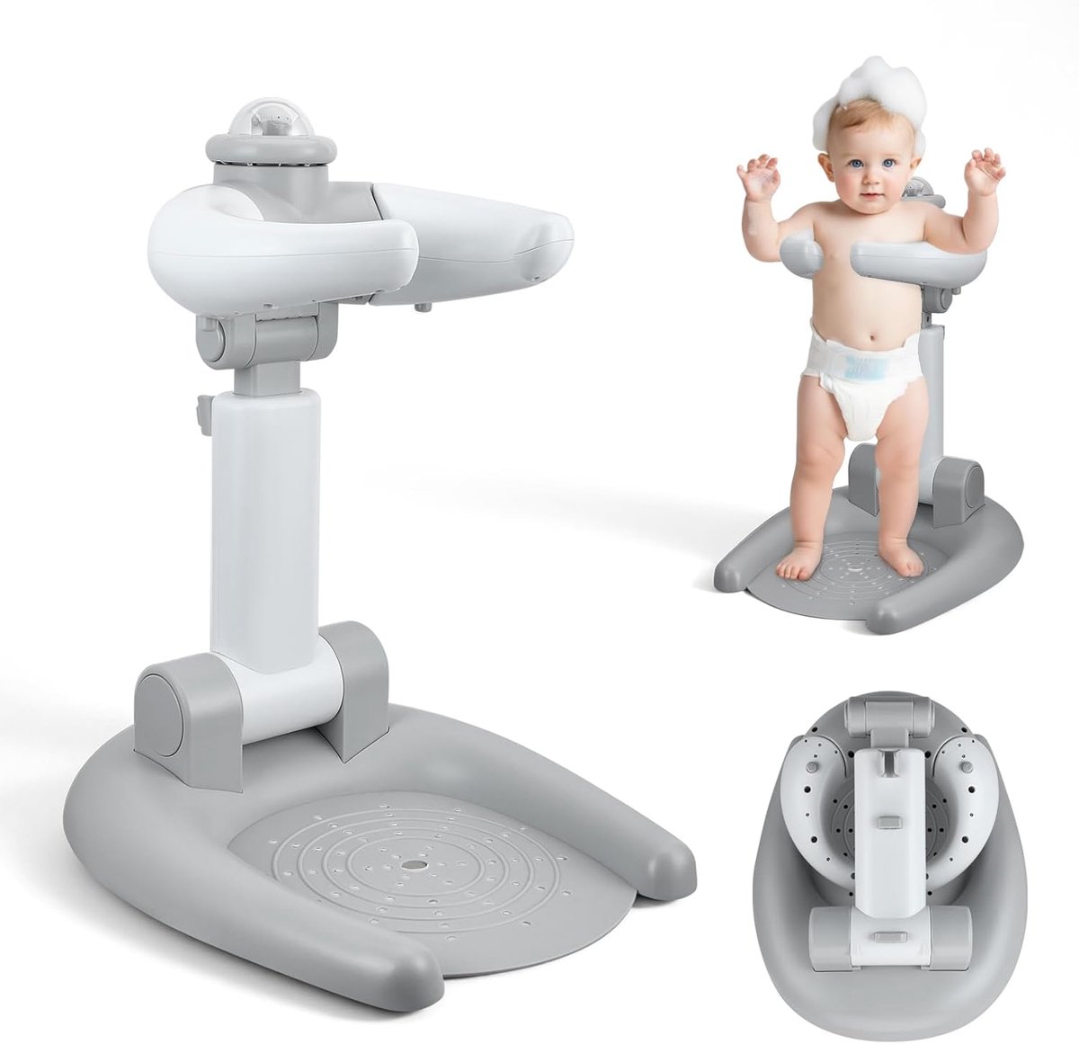 Douchestandaard voor kinderen, babydouchestandaard, 2-in-1 opvouwbare babydouchestandaard met kruk