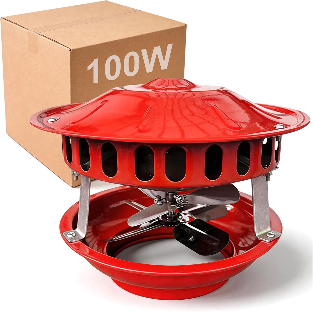 100W, Haardventilator 12-21cm Rookafzuiger Met 7 Bladen Haardventilator met Dubbele Kop Stil