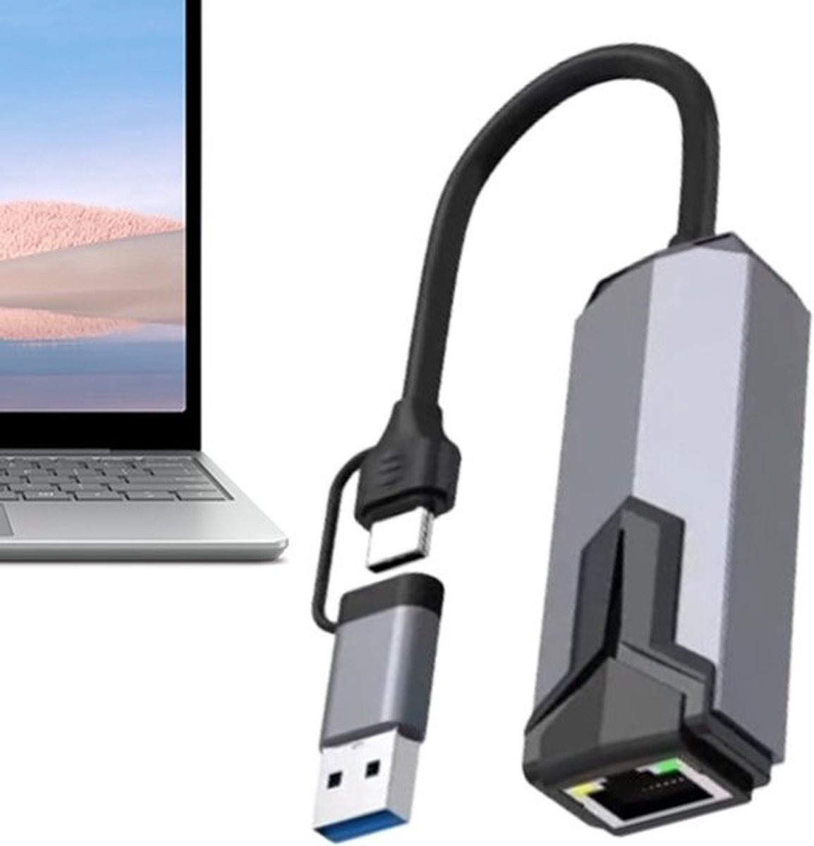 Netwerkkaart - USB adapter - Snelle dataoverdracht - 5 Gbit/s snelheid - Compact ontwerp - Grijs