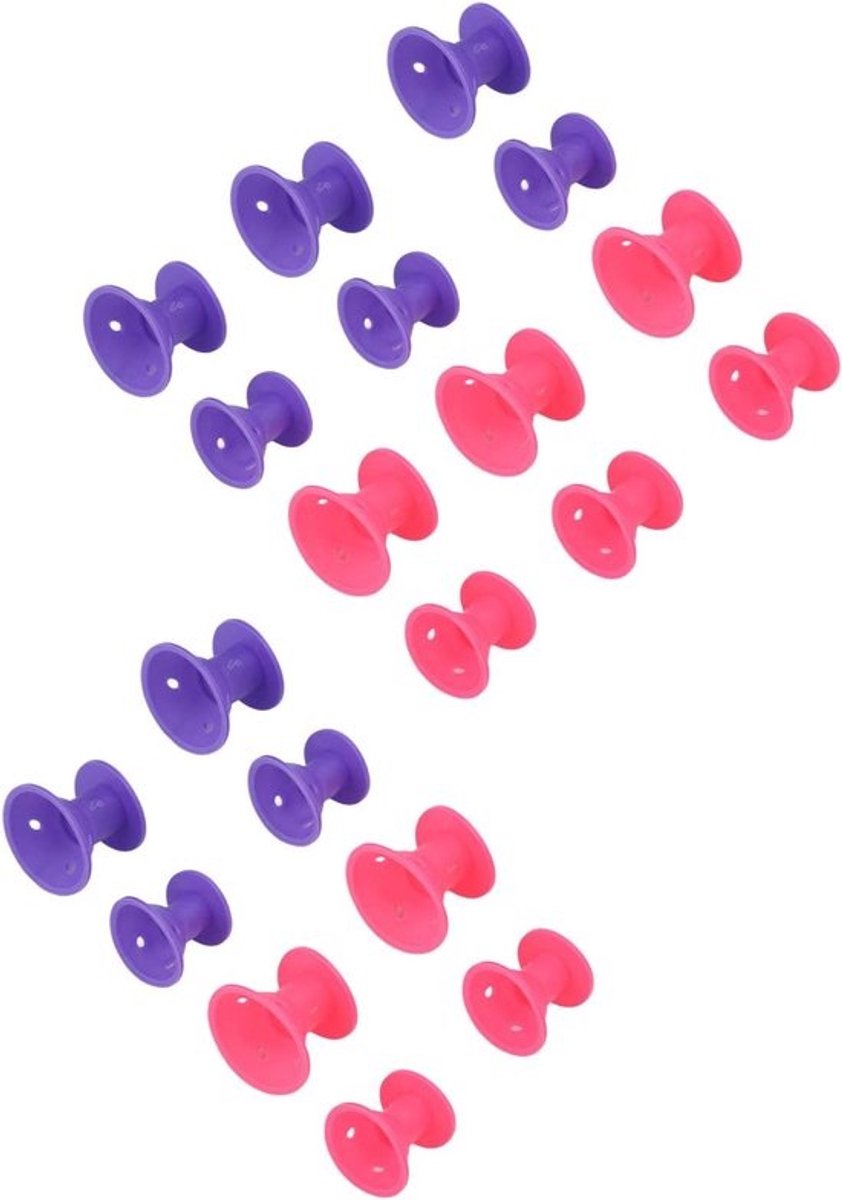 Haarrollers Set - Krulspelden Siliconen - Haar Krullen - Hittevrije Styling - 20 Stuks - Paars Roze