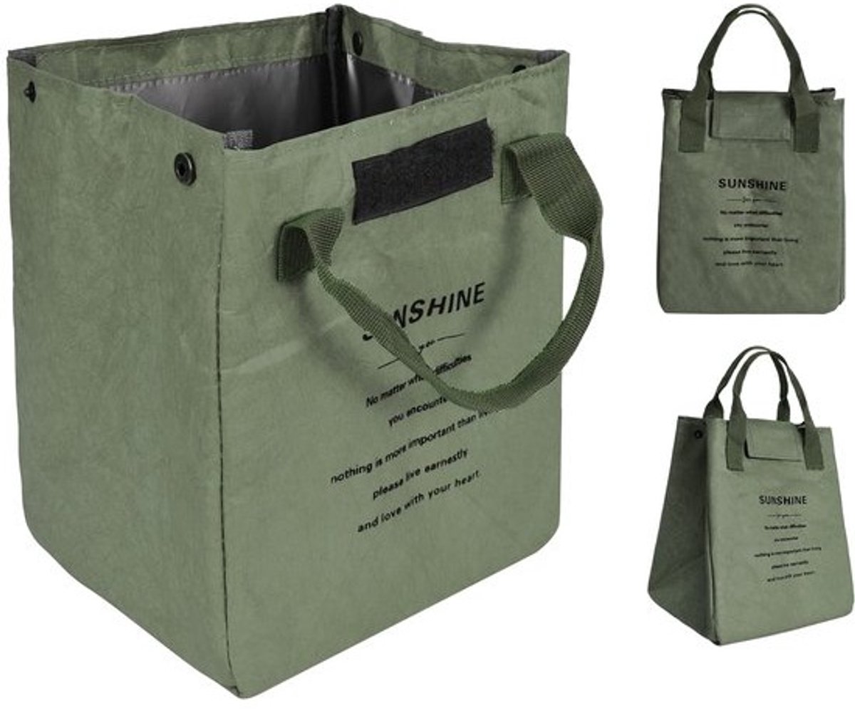 Dailygoods - Koeltas met klittenbandsluiting, 19 x 17 x 24 cm, picknicktas, koeltas, kleine lunchtas voor werk, outdooractiviteiten, sandwichtas, herbruikbare draagtas, groen