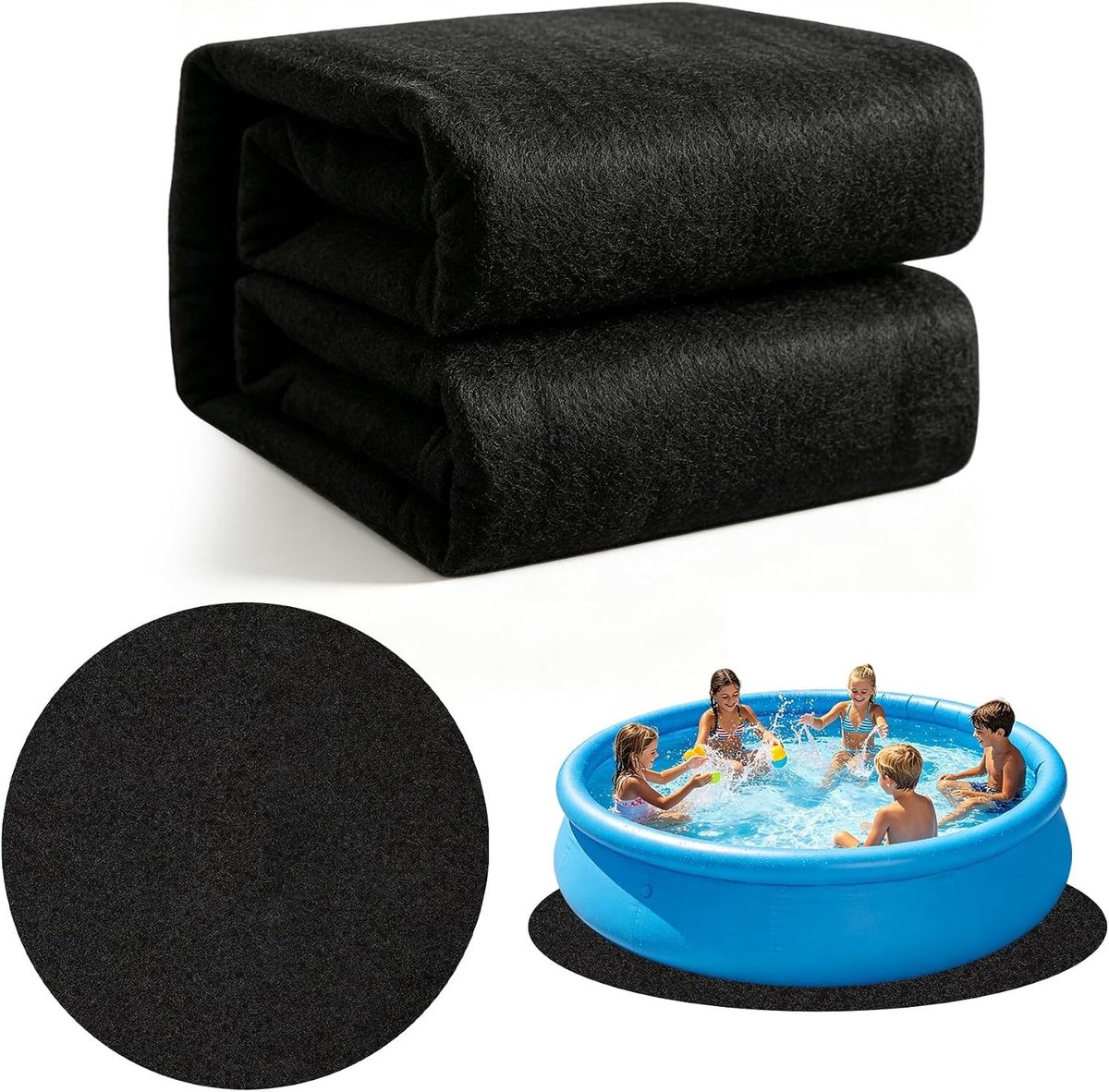 Ronde Zwembadmat 4m, Beschermende Geotextiel Doek 200g/m², Antislip en Waterabsorberend voor Opblaasbare Zwembaden, Vouwbaar en Duurzaam voor Jacuzzi en Spa
