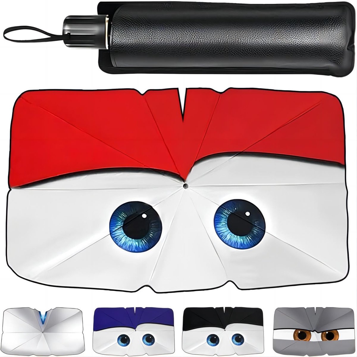 Voorruit voor binnen, 145 x 79 cm, zonwering voor de voorruit, ogen, zonnescherm voor auto, UV en hitte, met opbergtas, geschikt voor auto's en SUV's