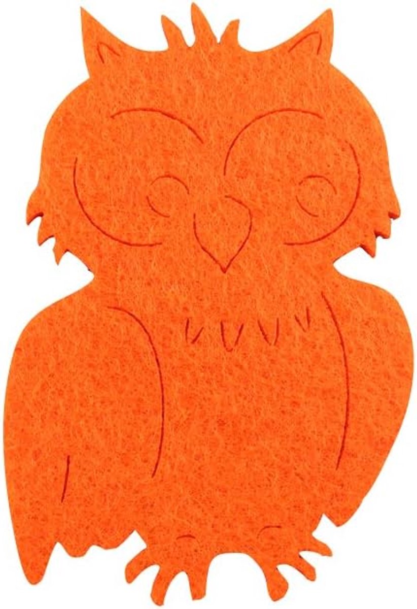 knutsel-News A-EUF4608-16 strooidecoratie, 15 x uil zijdelings 80 mm, vilt/oranje