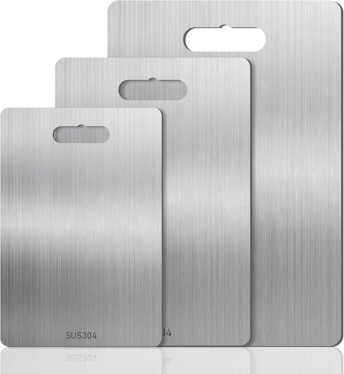 3 stuks titanium snijplank voor de keuken, keukenplank van roestvrij staal, voor vlees, fruit, groenten, babyvoeding, vaatwasmachinebestendig