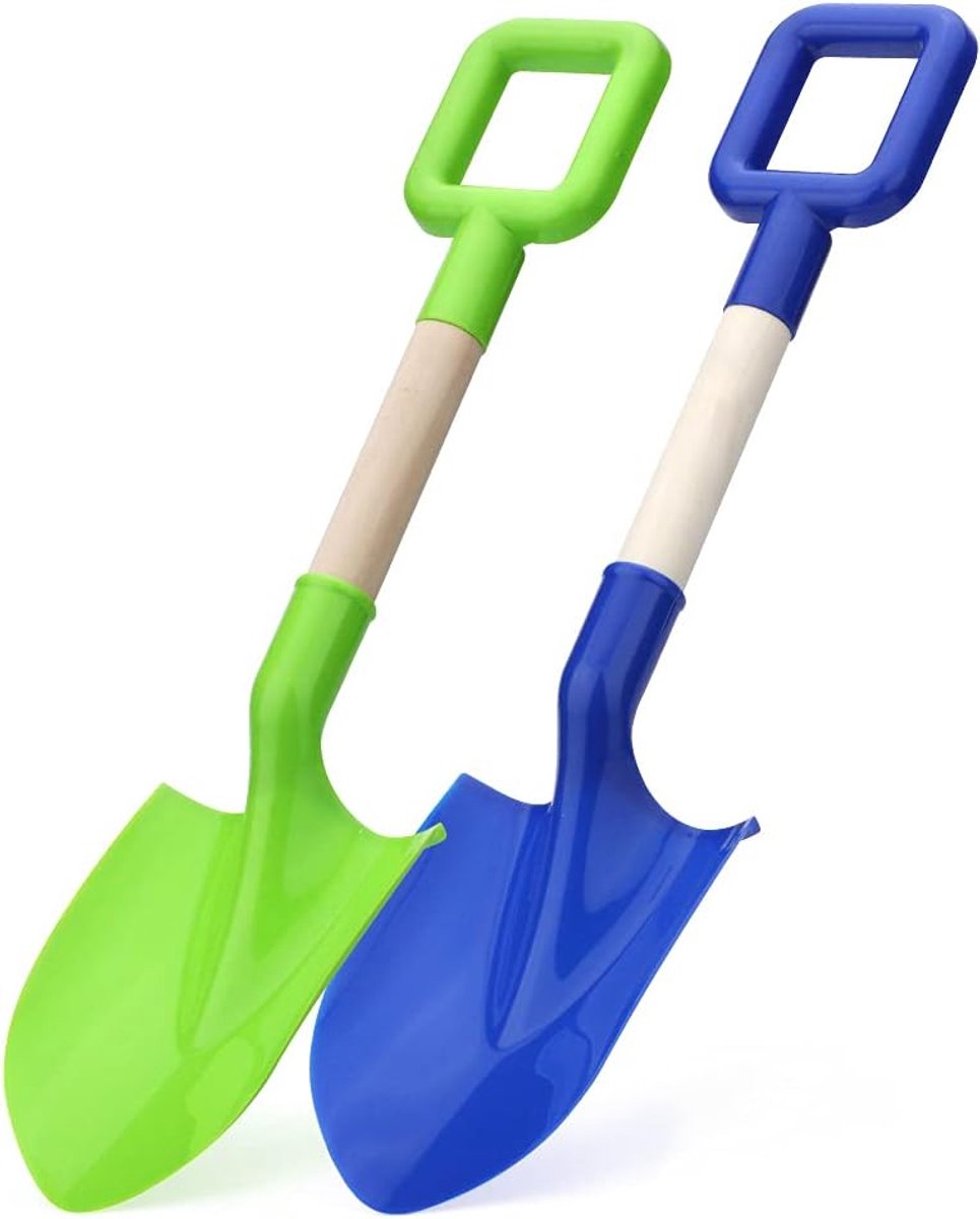 Set van 2 strandschoppen voor kinderen, 40 cm, met duurzaam houten handvat, ABS, voor zand, tuin, zomer, strand, zandbak