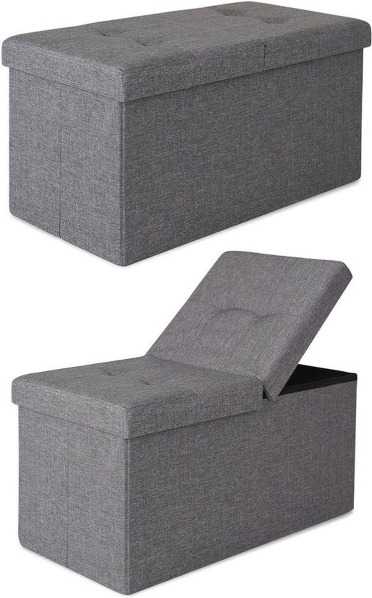 Opbergbank met Scharnierdeksel 76x38x38cm, Grijs