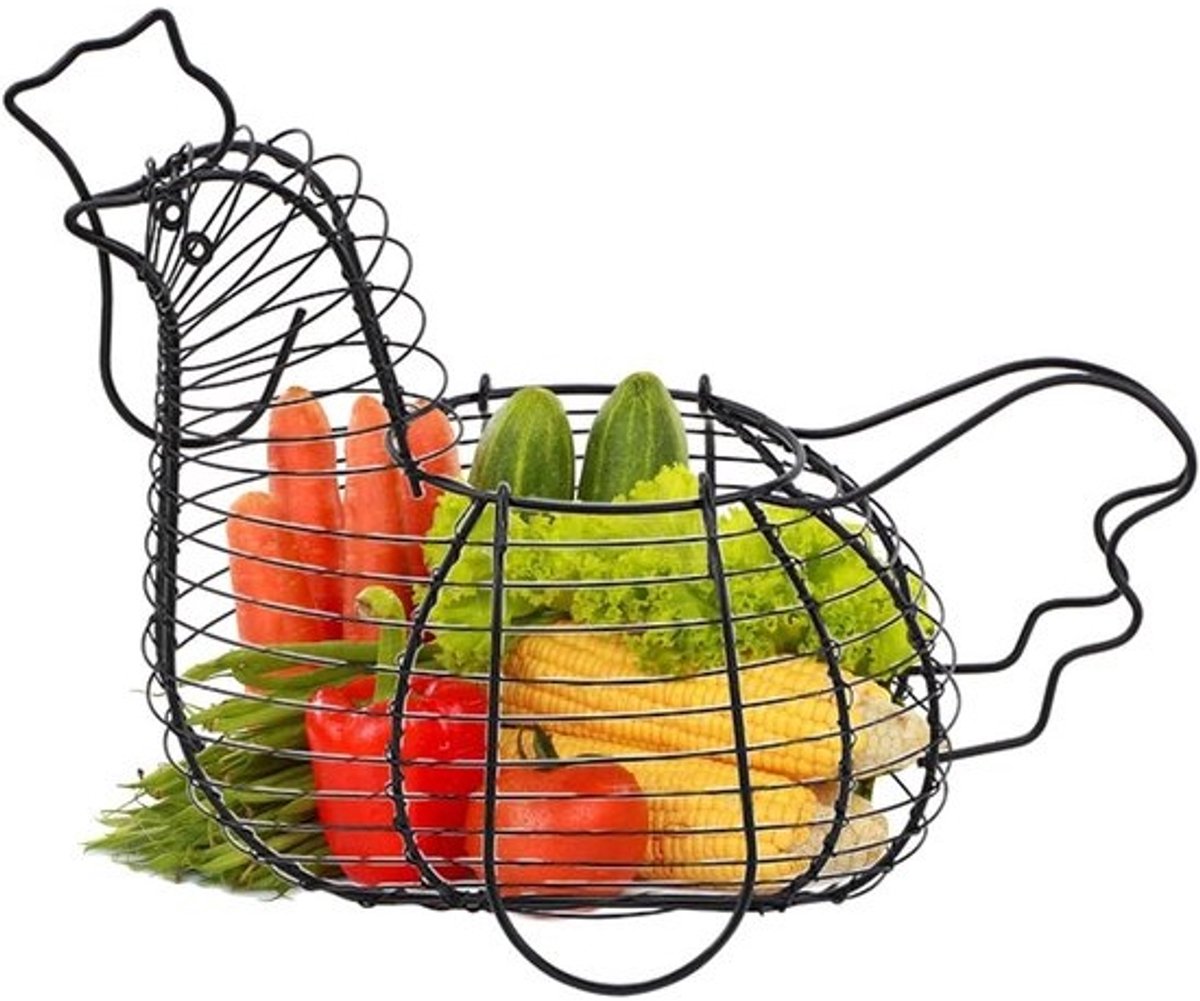 Eiermand voor het verzamelen van eieren, 26,5 x 34 x 22 cm, kippenmand met draadtouw, capaciteit, praktische en multifunctionele manden voor levensmiddelen, fruit en eieren, opbergmanden